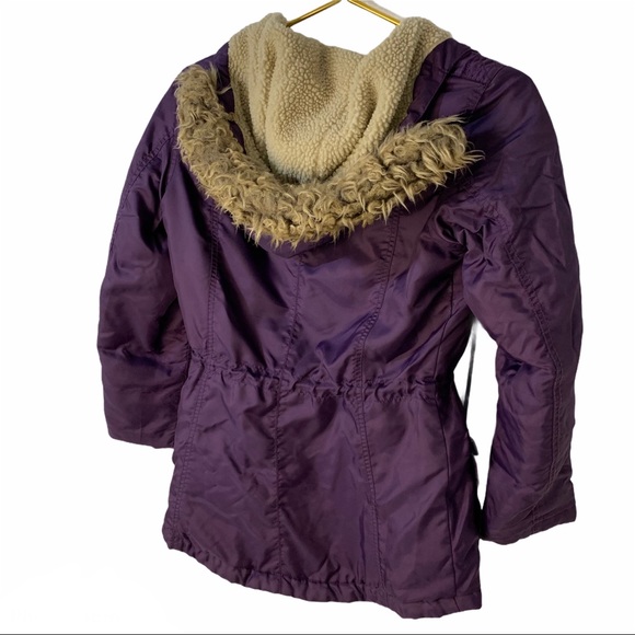 {Lands’ End} Girls Winter Fleece Lined Down Alt Coat/Parka Purple size Medium - Picture 3 of 16